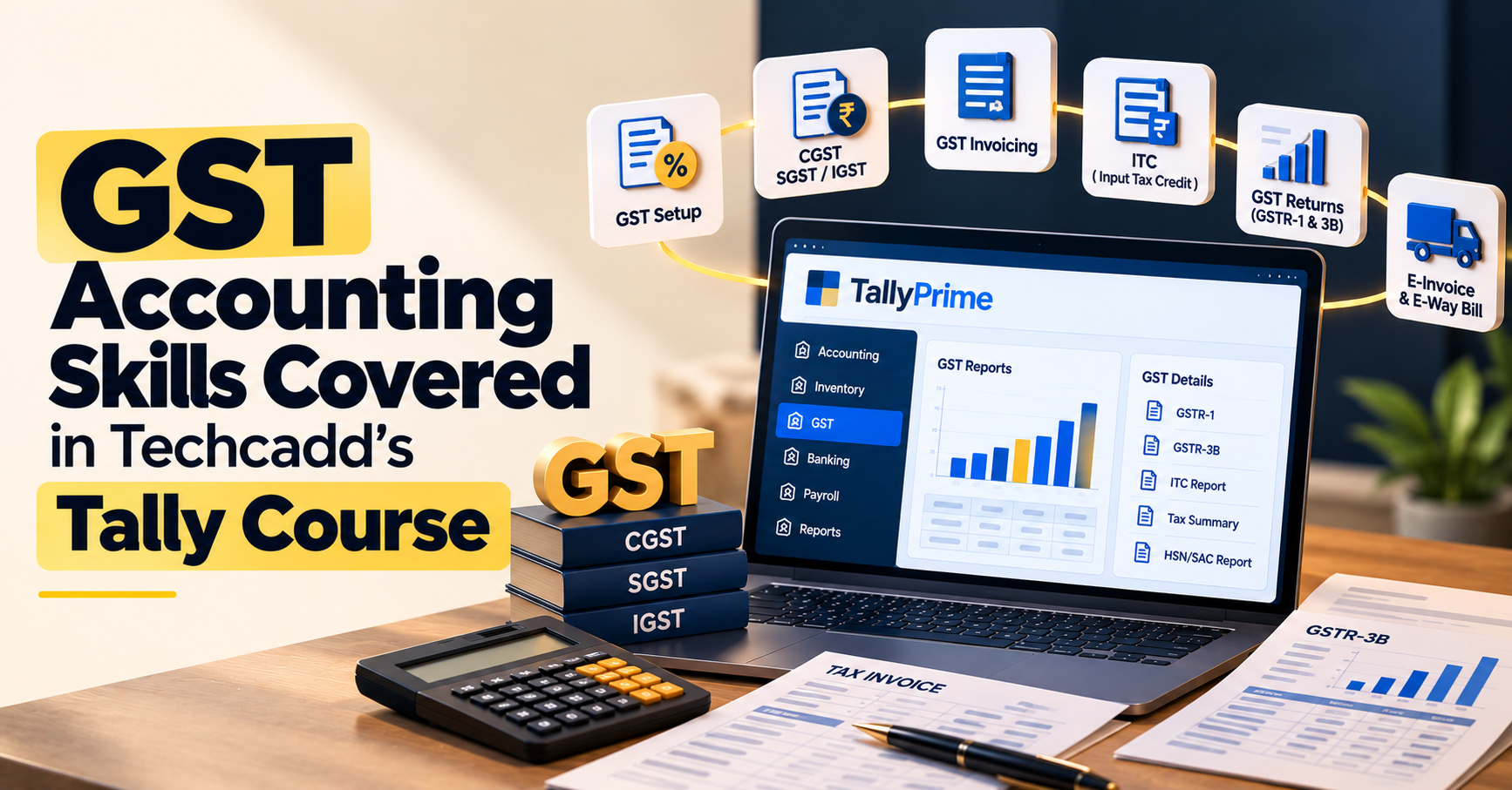 GST Accounting Skills Covered in Techcadd's Tally Course